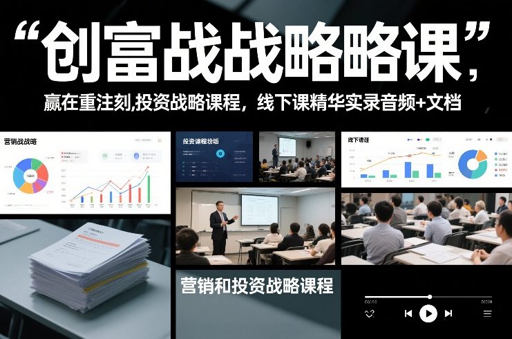 创富战略课，赢在重注时刻，营销和投资战略课程，线下课精华实录音频+文档-创富资源云网创