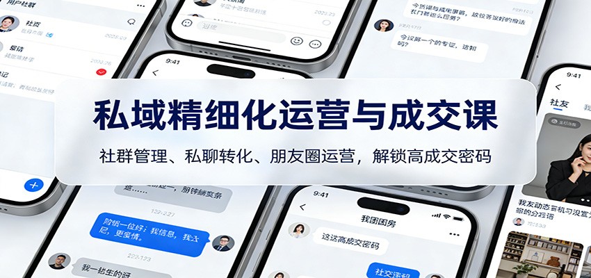 私域精细化运营与成交课：社群管理、私聊转化、朋友圈运营，解锁高成交密码-创富资源云网创