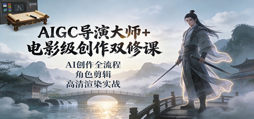 AIGC导演大师+电影级创作双修课：AI创作全流程、角色剪辑、高清渲染实战-创富资源云网创