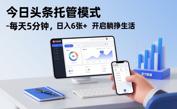 今日头条托管模式，每天5分钟，日入6张+，开启躺挣生活【揭秘】-创富资源云网创