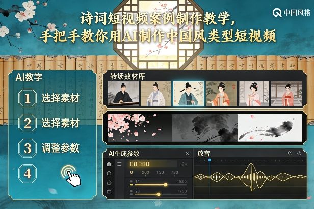 古诗词短视频案例制作教学，手把手教你用AI制作中国风类型短视频-创富资源云网创