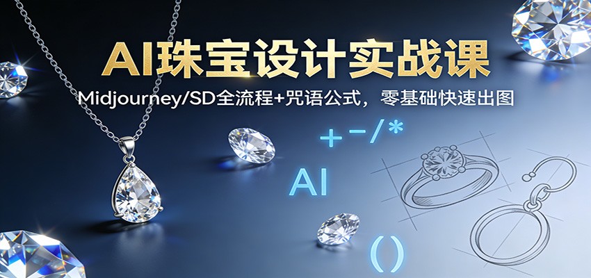 AI珠宝设计实战课：Midjourney/SD全流程+咒语公式，零基础快速出图-创富资源云网创