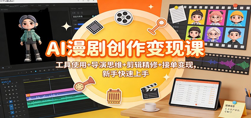 AI漫剧创作变现课：工具使用+导演思维+剪辑精修+接单变现，新手快速上手-创富资源云网创