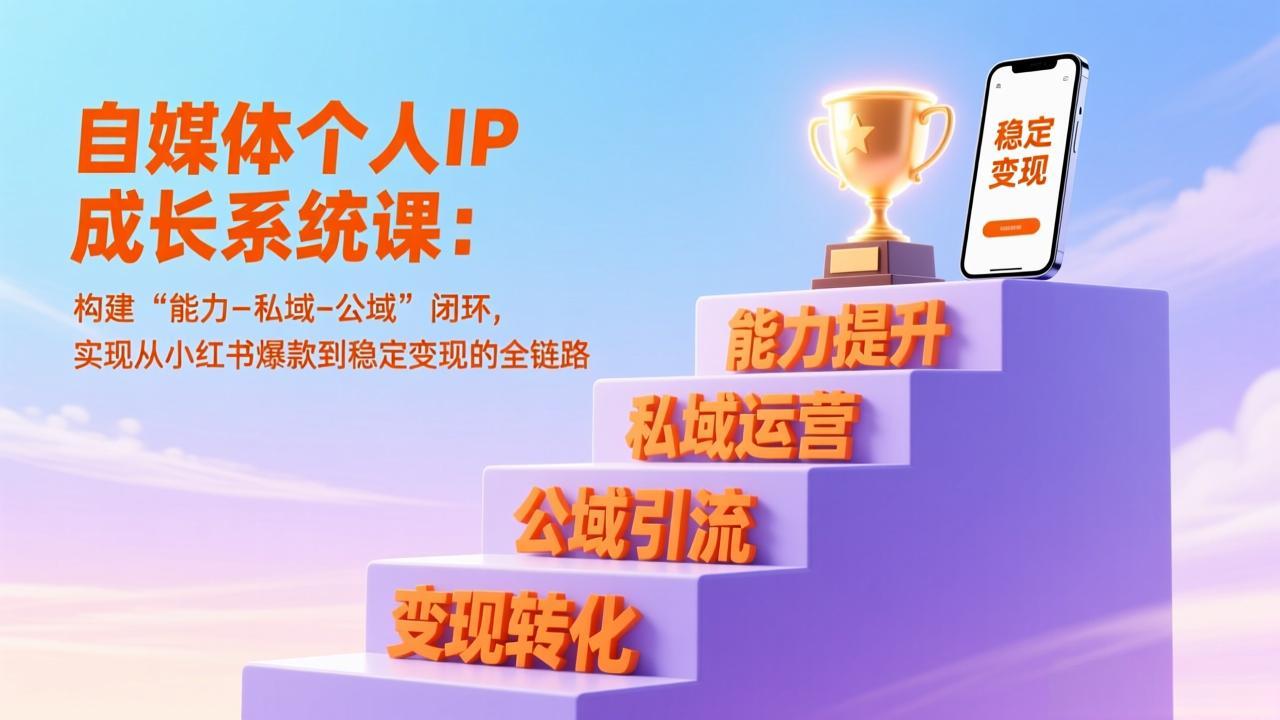 自媒体个人IP成长系统课：构建“能力-私域-公域”闭环，实现从小红书爆款到稳定变现的全链路-创富资源云网创