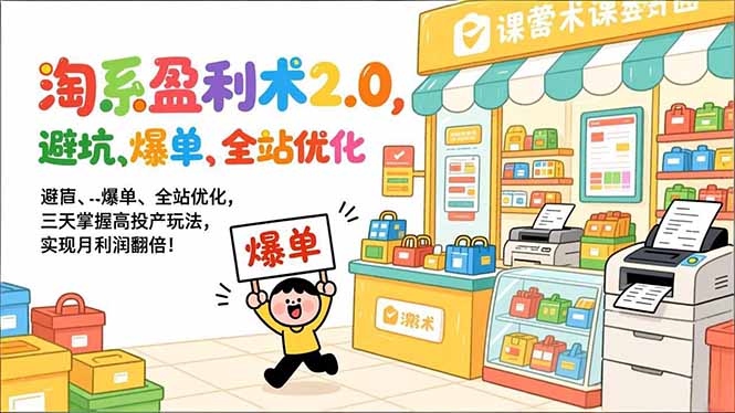 淘系盈利术2.0，避坑、爆单、全站优化，三天掌握高投产玩法，实现月利润翻倍！-创富资源云网创