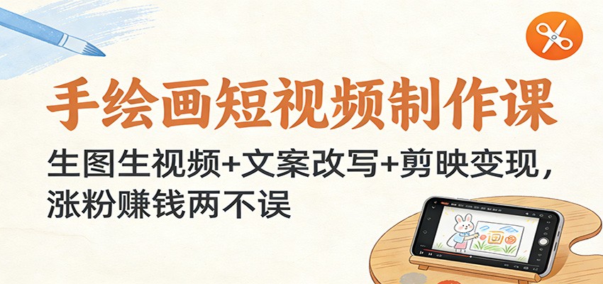 手绘画短视频制作课：生图生视频+文案改写+剪映变现，涨粉赚钱两不误-创富资源云网创