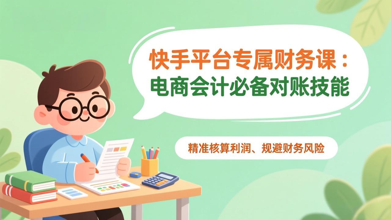 快手平台专属财务课：电商会计必备对账技能，精准核算利润、规避财务风险-创富资源云网创