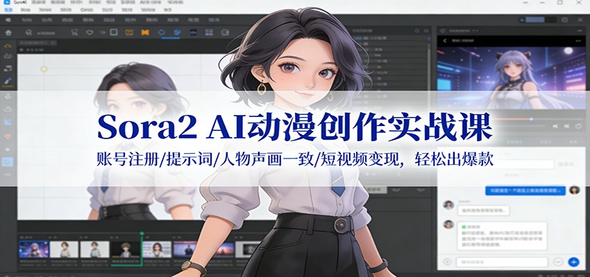 Sora2 AI动漫创作实战课：账号注册/提示词/人物声画一致/短视频变现，轻松出爆款-创富资源云网创