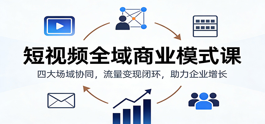 短视频全域商业模式课：四大场域协同，流量变现闭环，助力企业增长-创富资源云网创