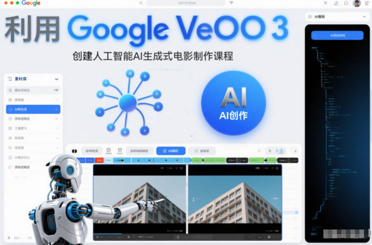 利l用Google Veo 3创建人工智能AI生成式电影制作课程，使用人工智能的力量创建令人惊叹的视频-创富资源云网创