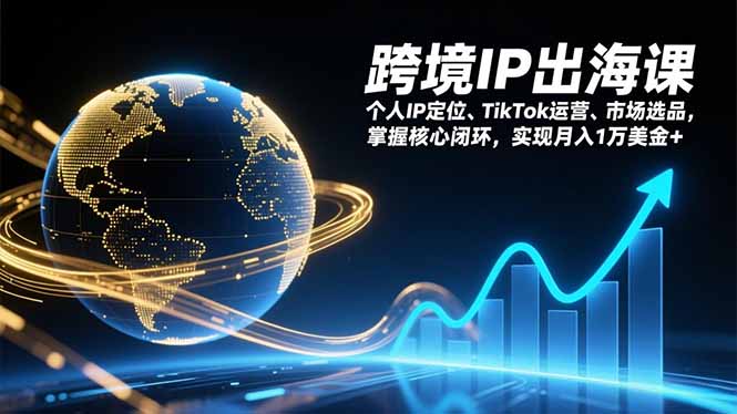 跨境IP出海课，个人IP定位、TikTok运营、市场选品，掌握核心闭环，实现月入1万美金+-创富资源云网创
