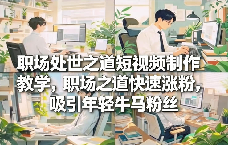 职场处世之道短视频制作教学，职场之道快速涨粉，吸引年轻牛马粉丝-创富资源云网创