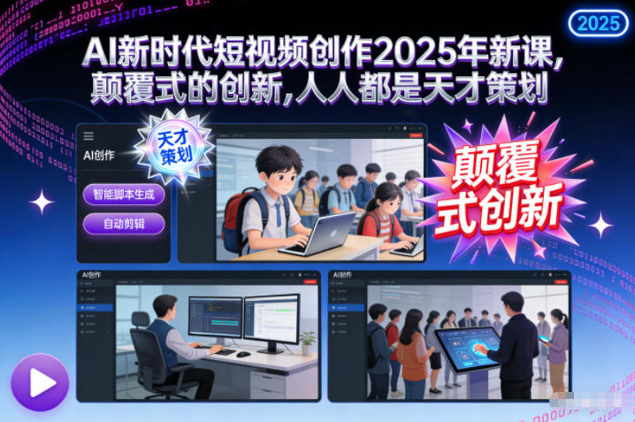 AI新时代短视频创作2025年新课，颠覆式的创新，人人都是天才策划-创富资源云网创