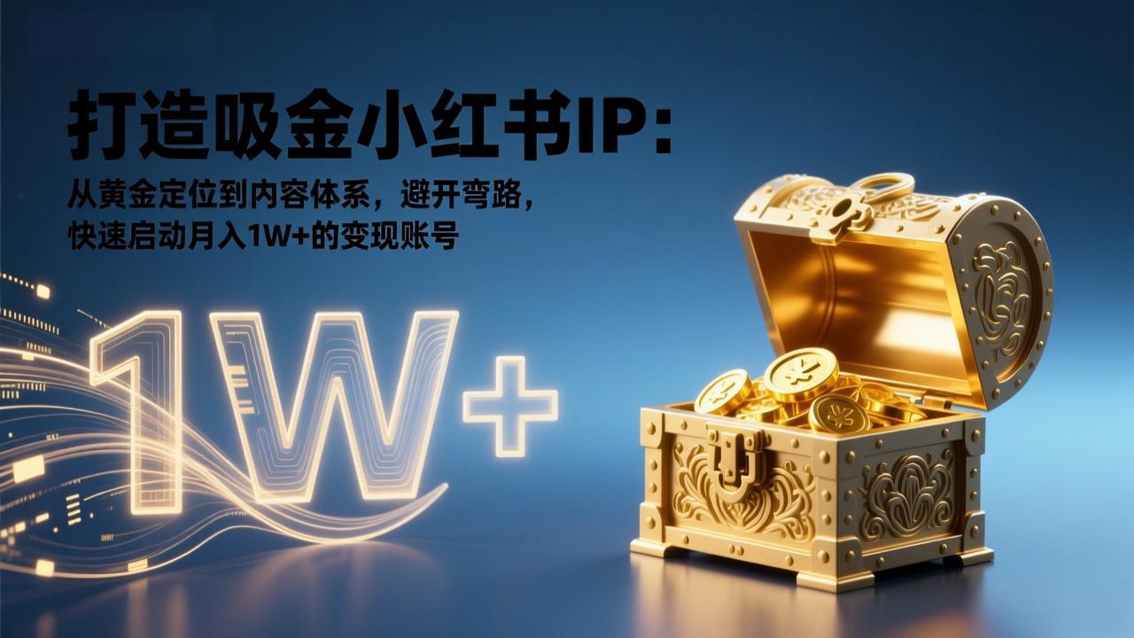 打造吸金小红书IP：从黄金定位到内容体系，避开弯路，快速启动月入1W+的变现账号-创富资源云网创
