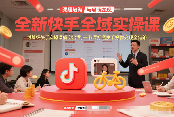全新快手全域实操课，封神级快手实操课横空出世，一节课打通快手好物变现全链路-创富资源云网创