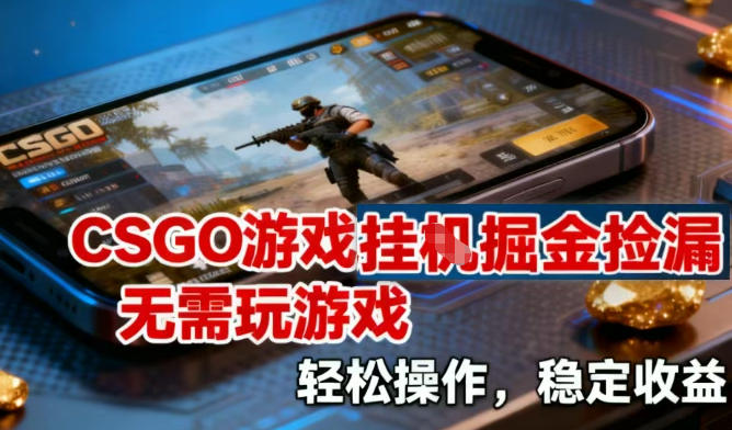 CSGO游戏挂G掘金捡漏，不需要玩游戏，操作简单，收益稳定【揭秘】-创富资源云网创