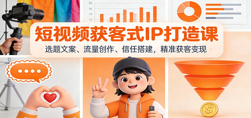 短视频获客式IP打造课：选题文案、流量创作、信任搭建，精准获客变现-创富资源云网创