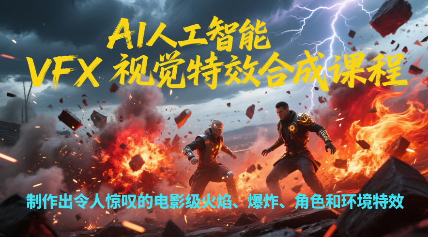 AI人工智能VFX视觉特效合成课程，制作出令人惊叹的电影级火焰、爆炸、角色和环境特效-创富资源云网创