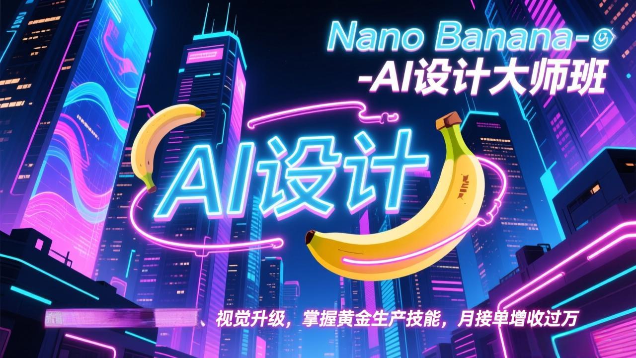 Nano Banana-AI设计大师班，修图合成、广告创作、视觉升级，掌握黄金生产技能，月接单增收过万-创富资源云网创