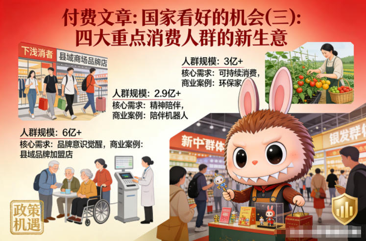 付费文章：国家看好的机会(三)：四大重点消 费人群的新生意-创富资源云网创
