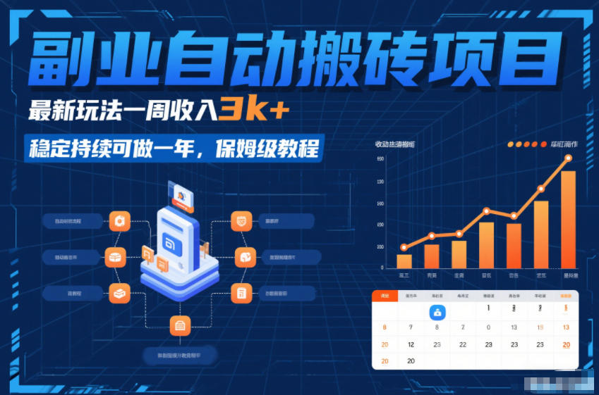 副业自动搬砖项目，最新玩法一周收入3k+，稳定持续可做一年，保姆级教程【揭秘】-创富资源云网创