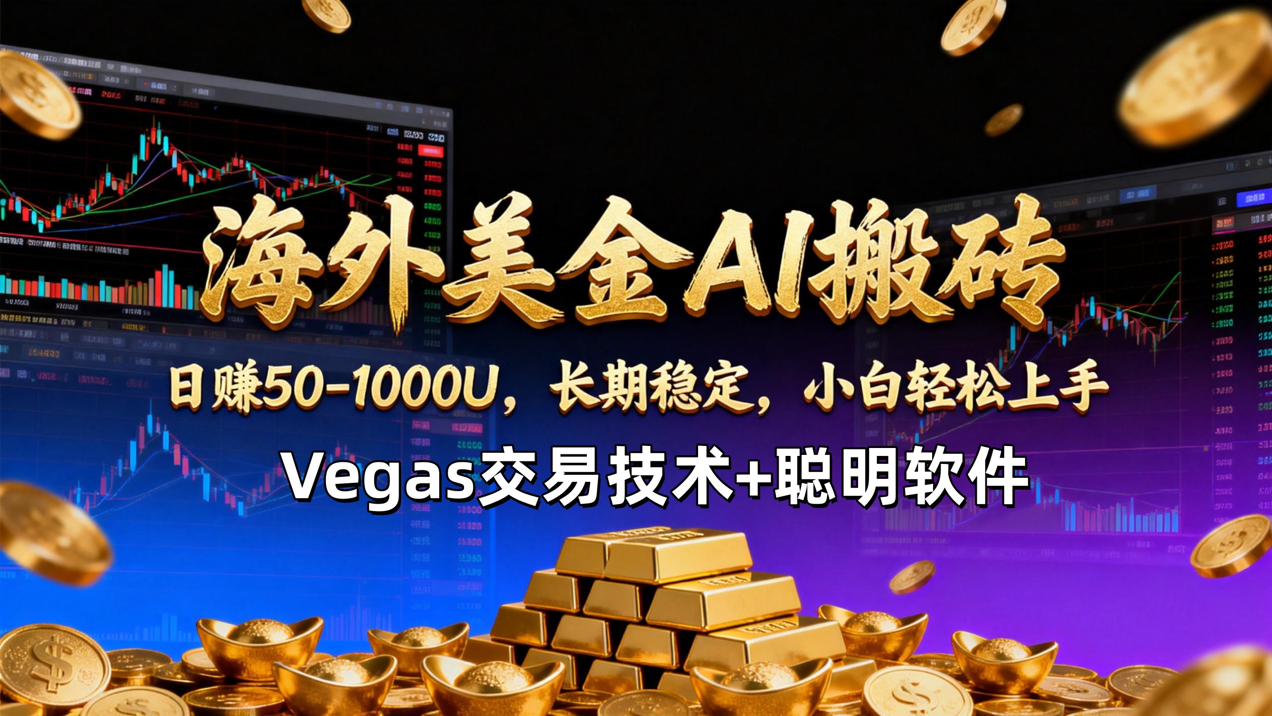 【海外美金AI搬砖】Vegas交易技术+聪明软件，日赚50-1000U，长期稳定，小白轻松上手。-创富资源云网创