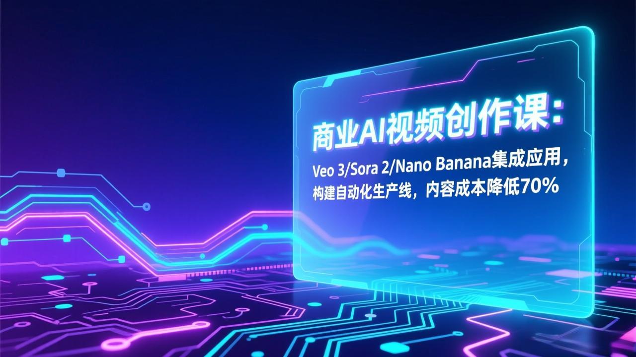 商业AI视频创作课：Veo 3/Sora 2/Nano Banana集成应用，构建自动化生产线，内容成本降低70%-创富资源云网创