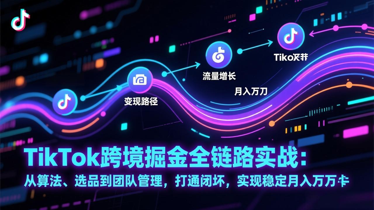 TikTok跨境掘金全链路实战：从算法、选品到团队管理，打通闭环，实现稳定月入万刀-创富资源云网创