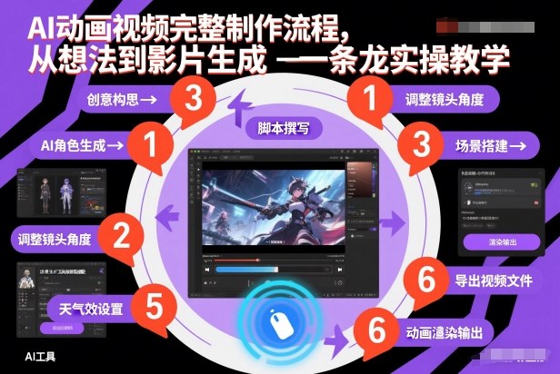 AI动画视频完整制作流程，从想法到影片生成一条龙实操教学-创富资源云网创