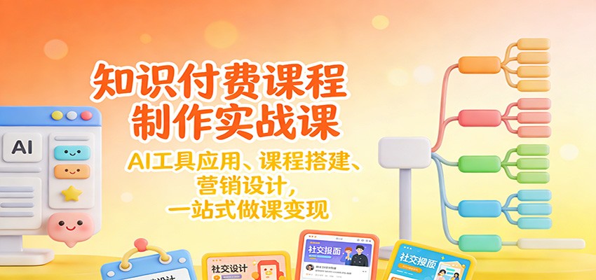 知识付费课程制作实战课：AI工具应用 、课程搭建、营销设计，一站式做课变现-创富资源云网创