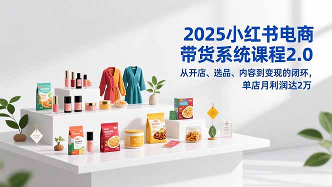2025小红书电商带货系统课程2.0，从开店、选品、内容到变现的闭环，单店月利润达2万-创富资源云网创