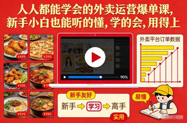 人人都能学会的外卖运营爆单课，新手小白也能听的懂，学的会，用得上-创富资源云网创