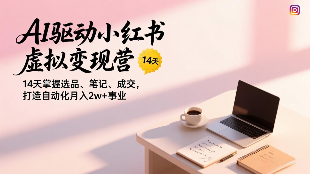 AI驱动小红书虚拟变现营，14天掌握选品、笔记、成交，打造自动化月入2w+事业-创富资源云网创