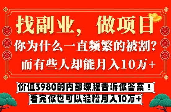 价值3980的网创内部课程，告诉你互联网创业月入10个W的秘密【揭秘】-创富资源云网创