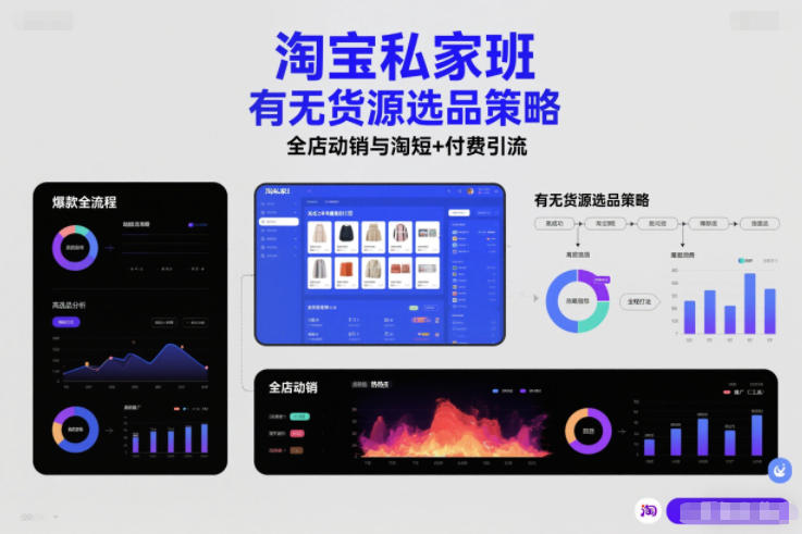 淘宝私家班，有无货源选品策略，高成功率爆款全流程打法，全店动销与淘短+付费引流(更新)-创富资源云网创