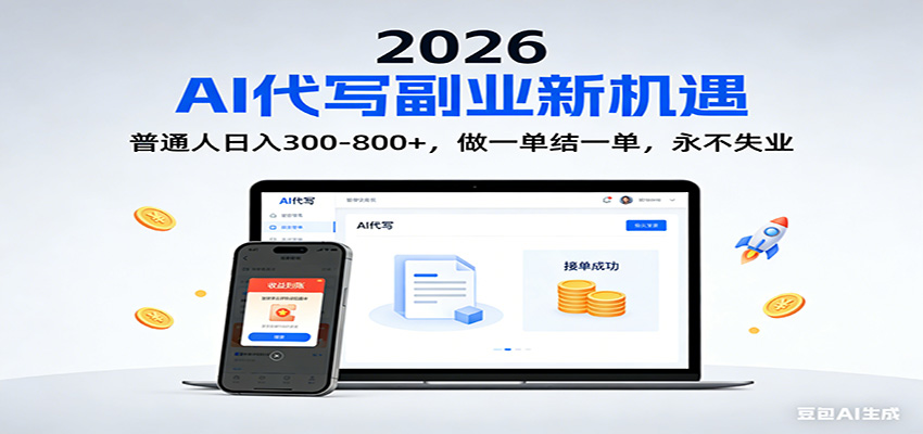 2026 副业首选！AI 代写日入 300-800，普通人0门槛，做一单结一单！-创富资源云网创