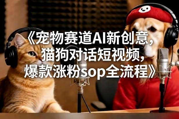 宠物赛道AI新创意，猫狗对话短视频，爆款涨粉sop全流程-创富资源云网创
