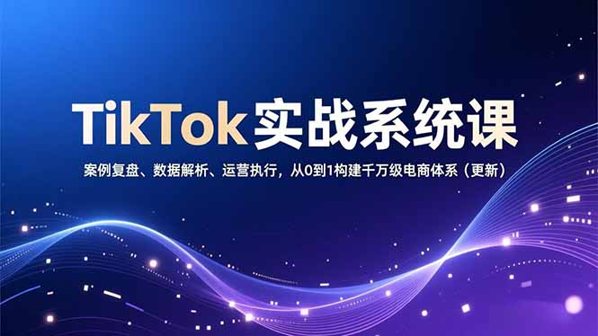 TikTok实战系统课，案例复盘、数据解析、运营执行，从0到1构建千万级电商体系(更新-创富资源云网创