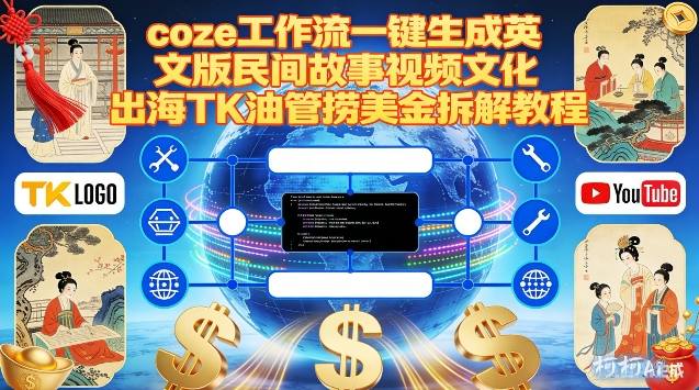Coze扣子工作流一键生成英文版民间故事视频，文化出海TK油管捞美金拆解教程-创富资源云网创