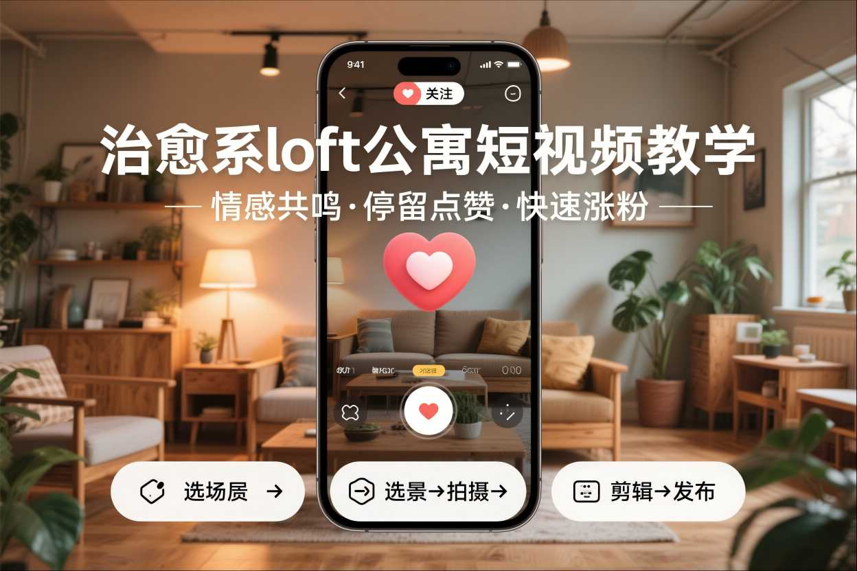 治愈系loft公寓短视频制作教学，情感共鸣引停留点赞关注，快速起号涨粉-创富资源云网创