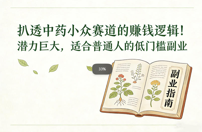 扒透中药小众赛道的賺米逻辑，潜力巨大，适合普通人的低门槛副业-创富资源云网创