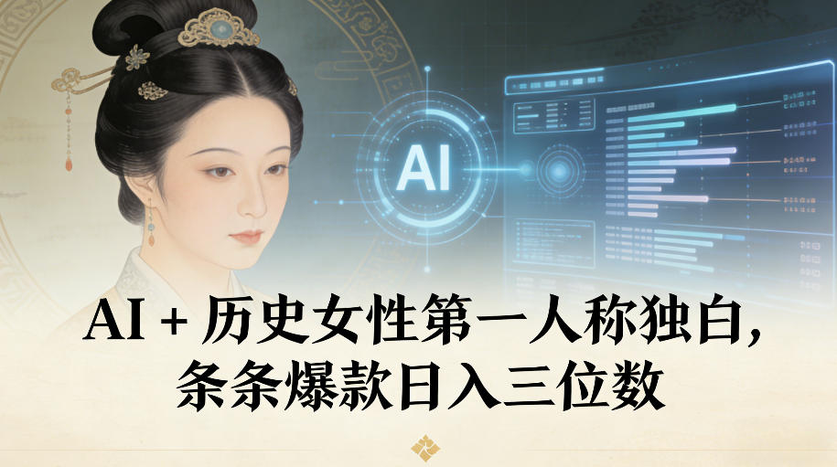 AI+历史女性第一人称独白，条条爆款日入三位数-创富资源云网创