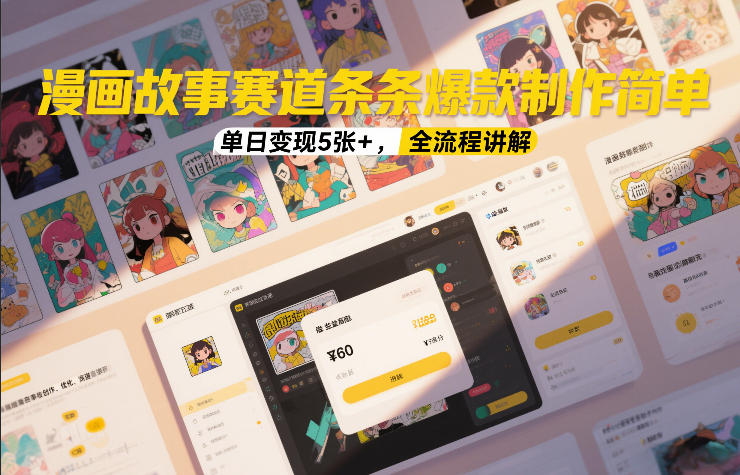 漫画故事赛道条条爆款制作简单，单日变现5张+，全流程讲解-创富资源云网创