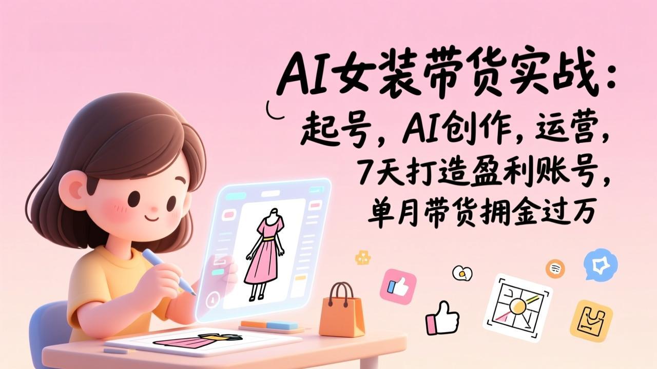 AI女装带货实战：起号，AI创作，运营，7天打造盈利账号，单月带货佣金过万-创富资源云网创