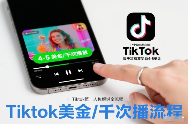 TK中视频计划项目，Tiktok第一人称解说流程，每干次播放奖励4-5美金-创富资源云网创