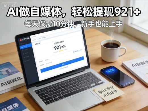 每天花费10分钟，头条号收益921+，用AI做自媒并不难【附视频教程】-创富资源云网创