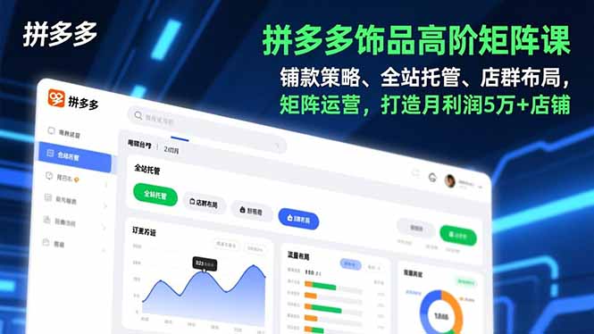 拼多多饰品高阶矩阵课，铺款策略、全站托管、店群布局，矩阵运营，打造月利润5万+店铺-创富资源云网创