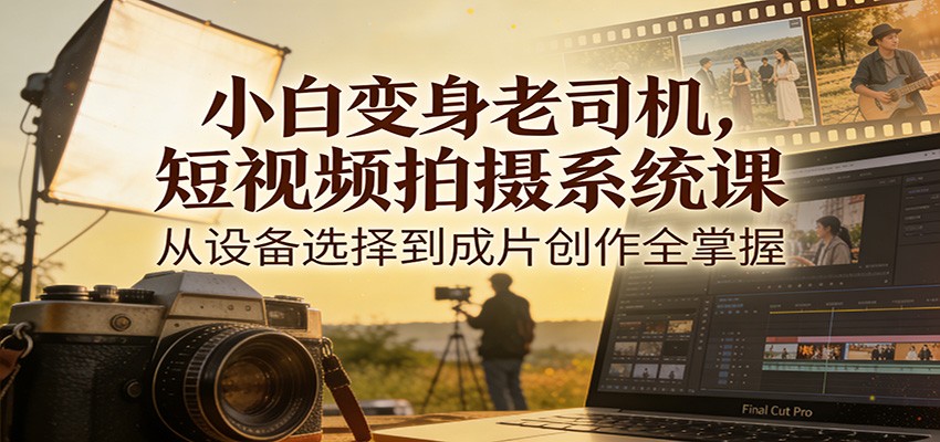 小白变身老司机，短视频拍摄系统课，从设备选择到成片创作全掌握-创富资源云网创
