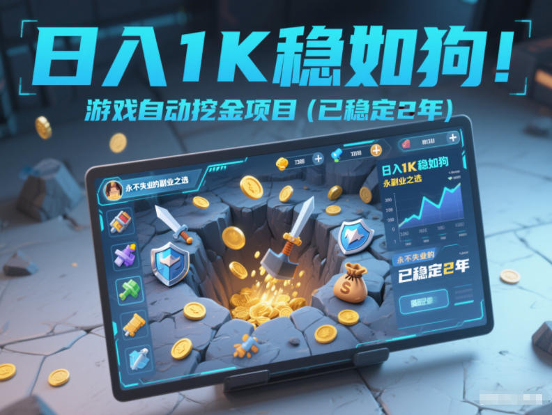 日入1K稳如狗！游戏自动挖金项目(已稳定2年)，永不失业的副业之选【揭秘】-创富资源云网创