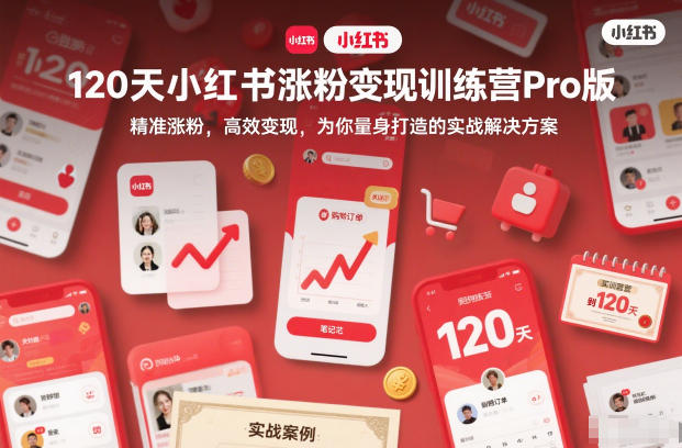 120天小红书涨粉变现训练营Pro版，精准涨粉，高效变现，为你量身打造的实战解决方案-创富资源云网创